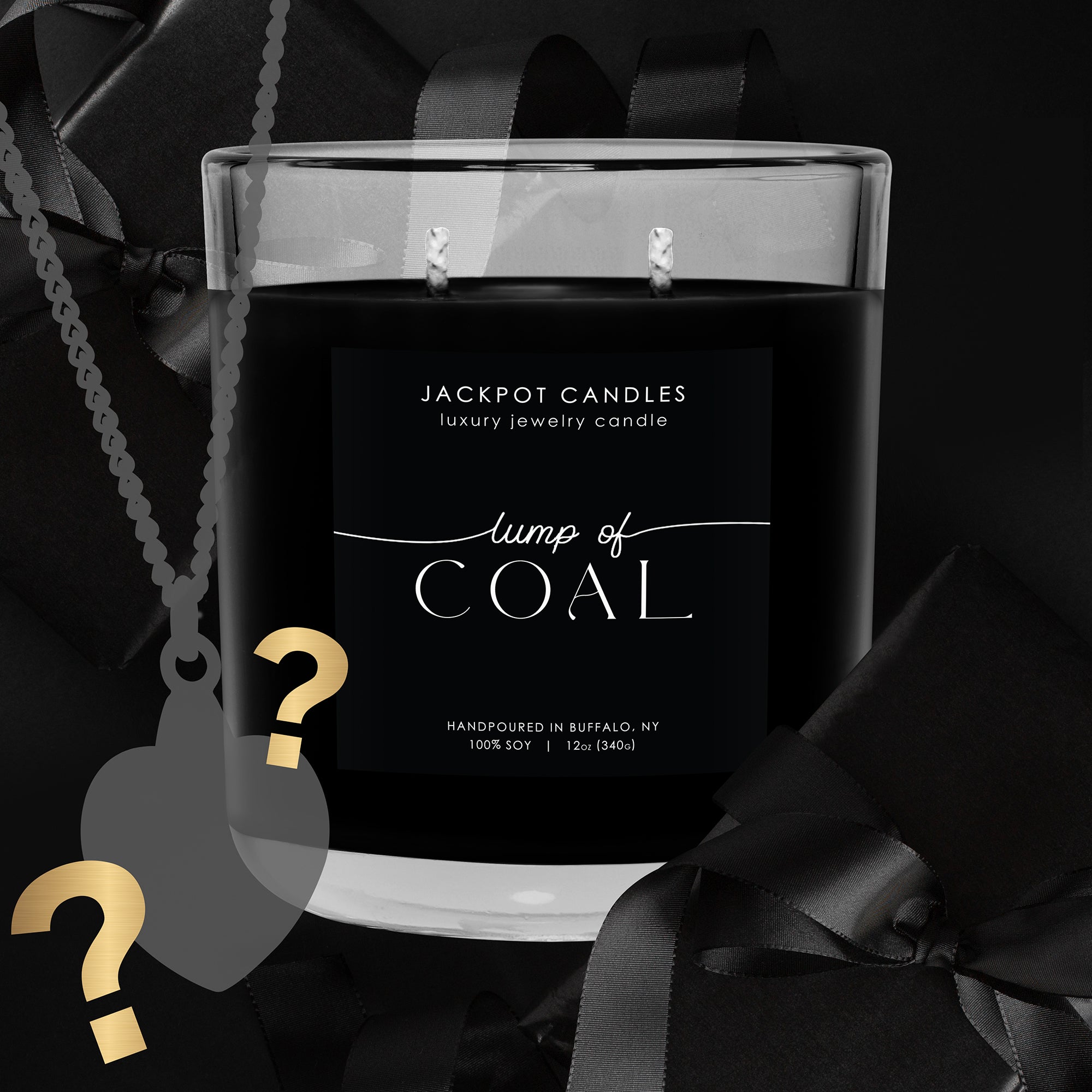 Lump of Coal Candle with Necklace