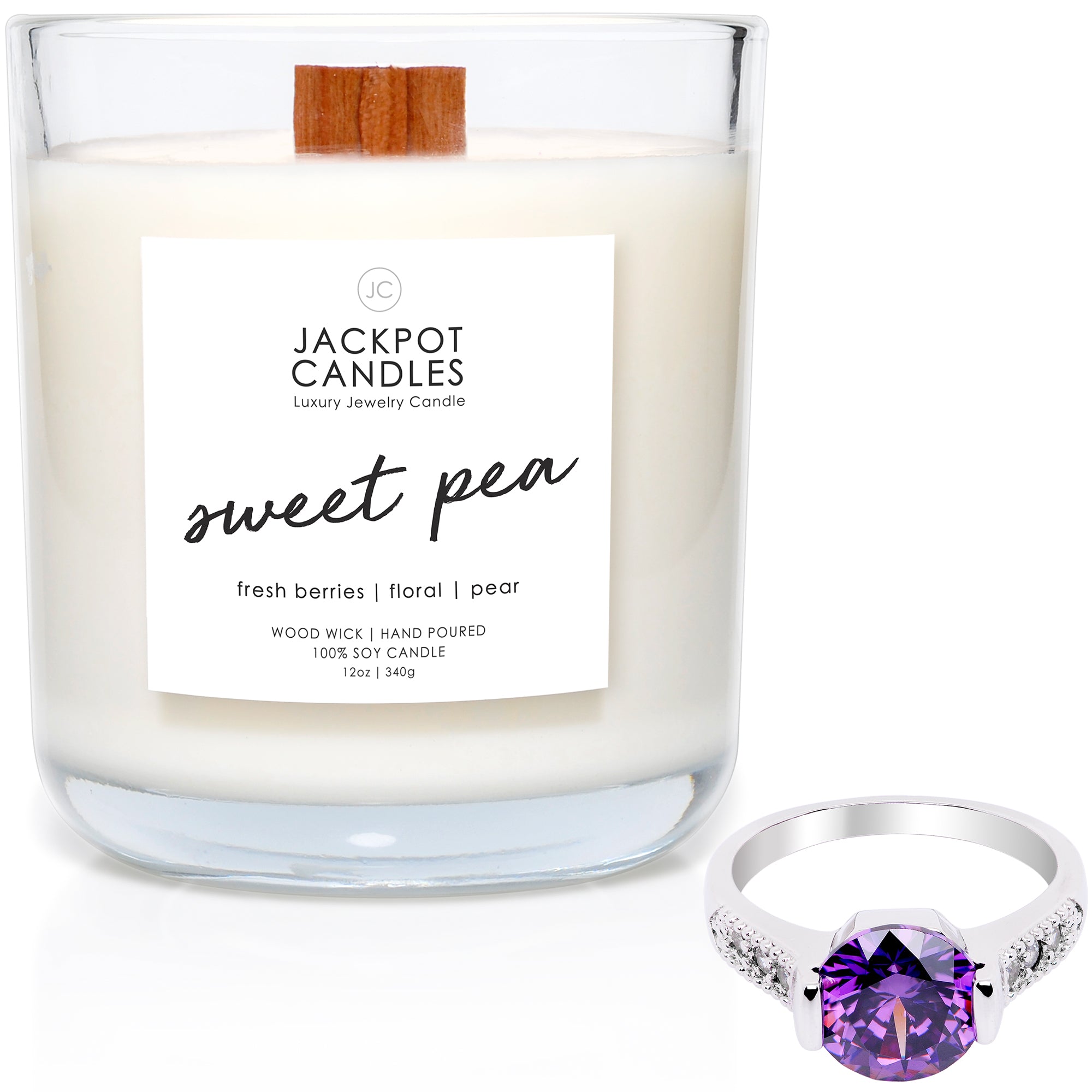 Sweet Pea Wooden Wick Candle