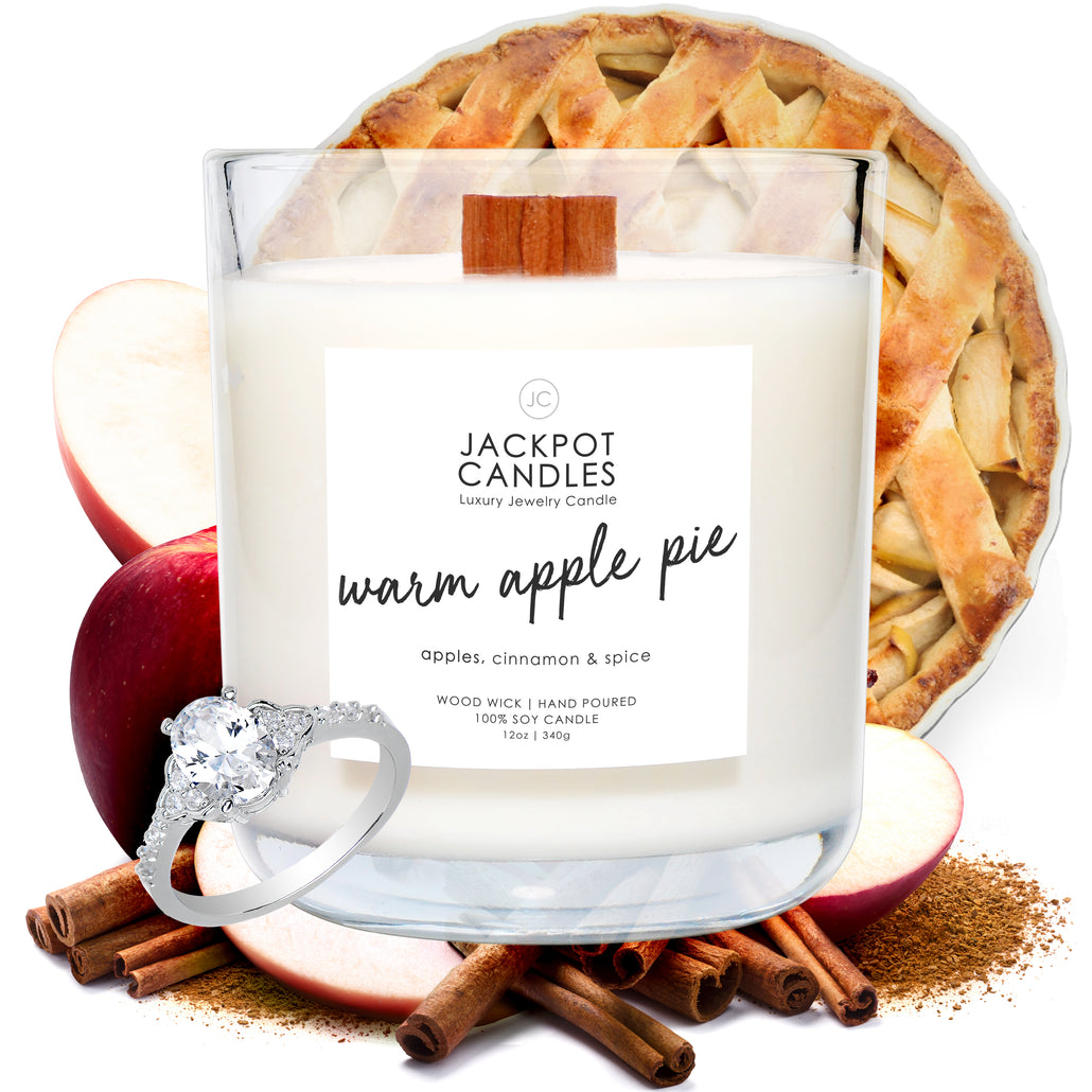 Warm Apple Pie Wooden Wick Jewelry Ring Candle
