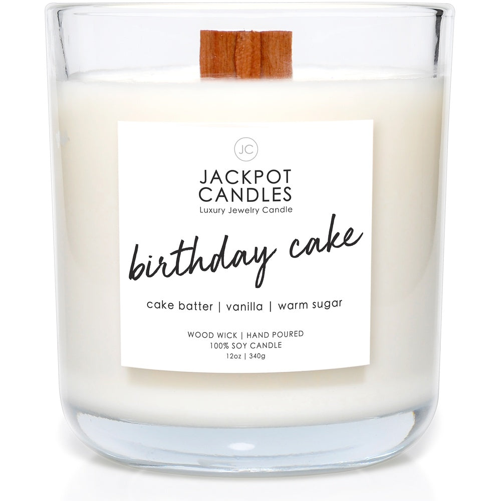 Birthday Cake Wooden Wick Candle