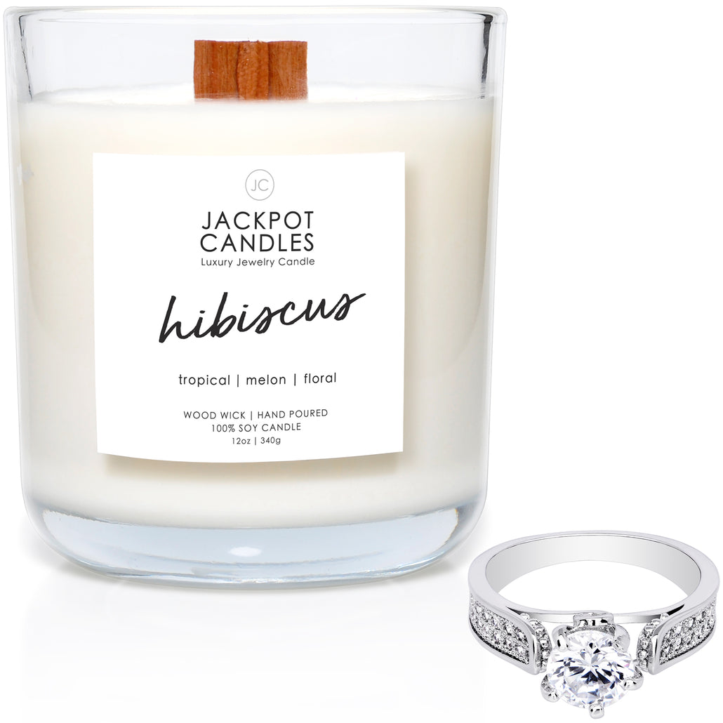 Hibiscus Wooden Wick Jewelry Ring Candle