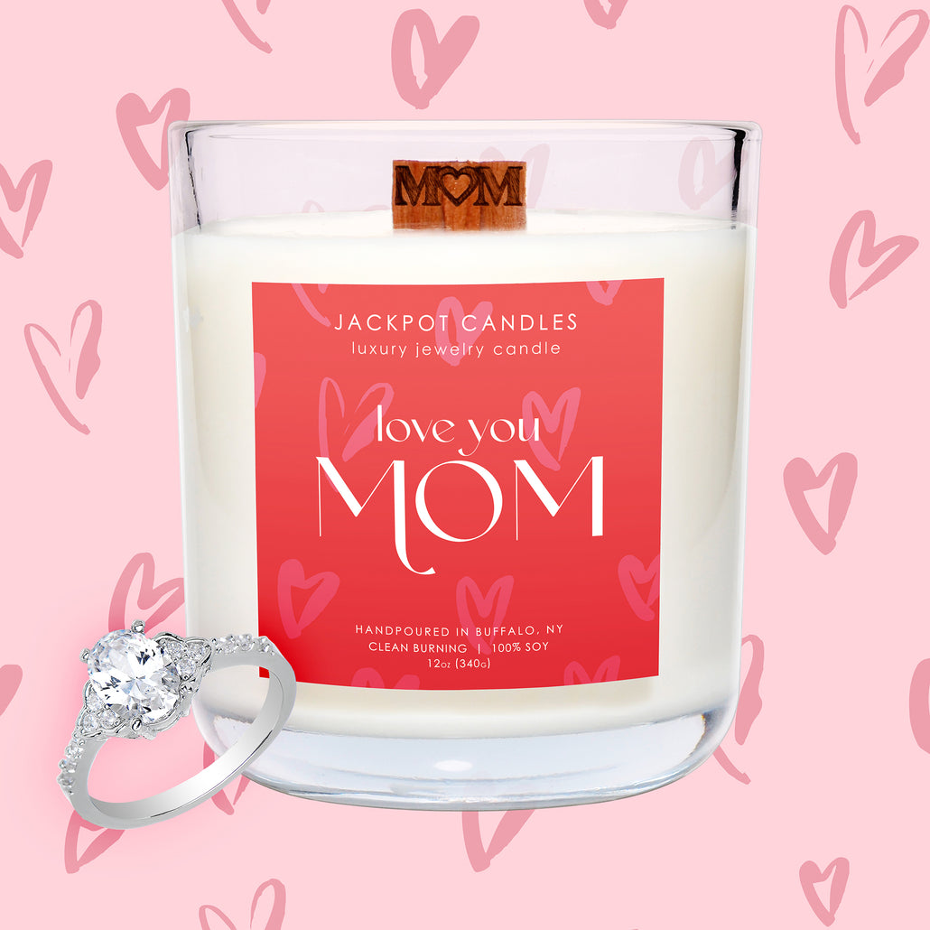 Love You Mom Candle with Jewelry Ring