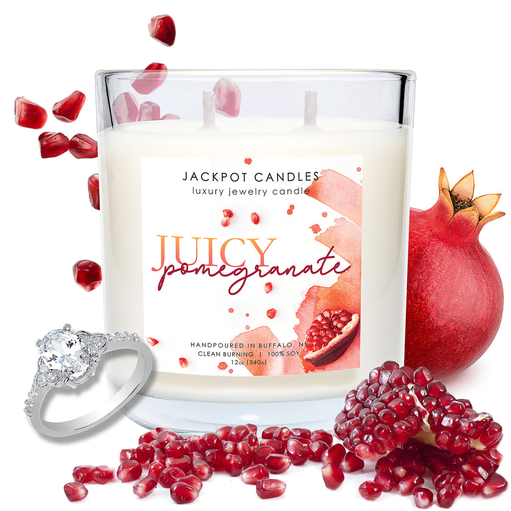 Juicy Pomegranate Double Wick Jewelry Ring Candle