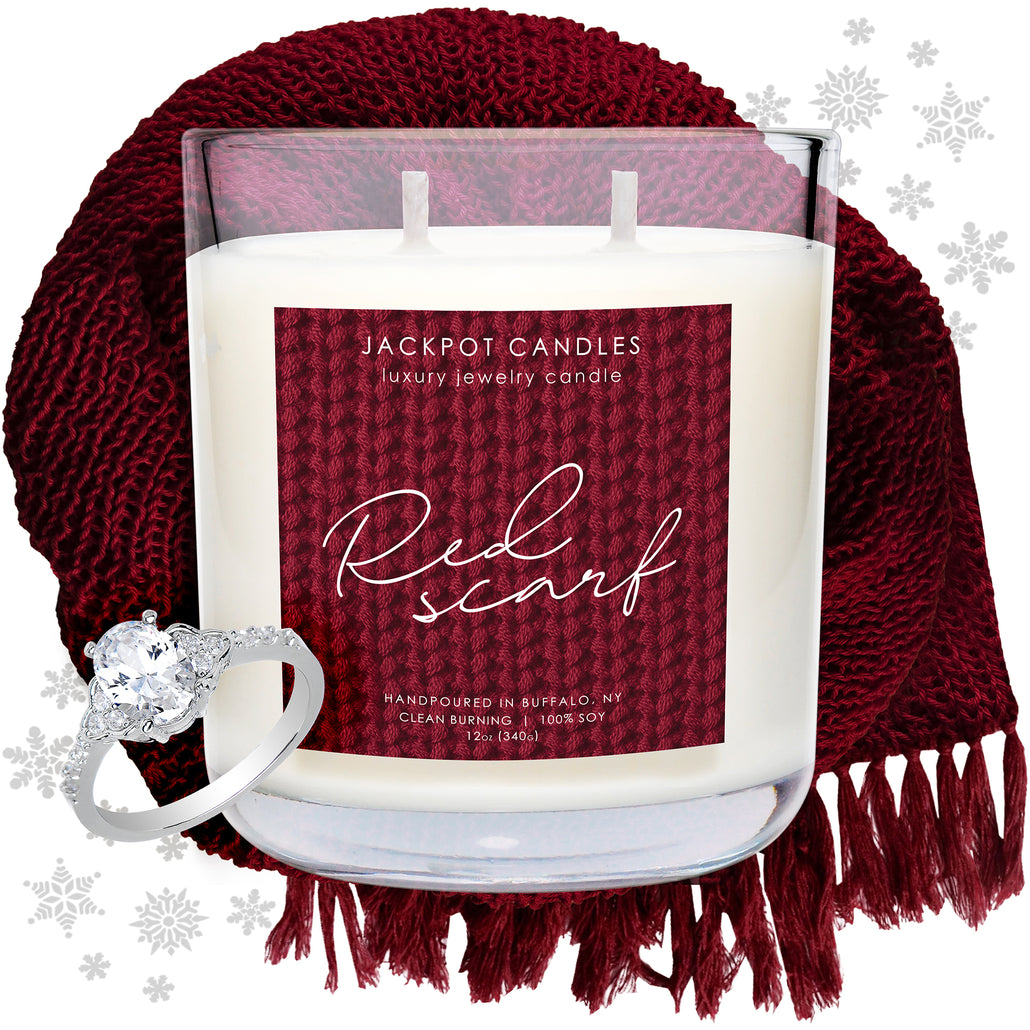Red Scarf Candle with Jewelry Ring