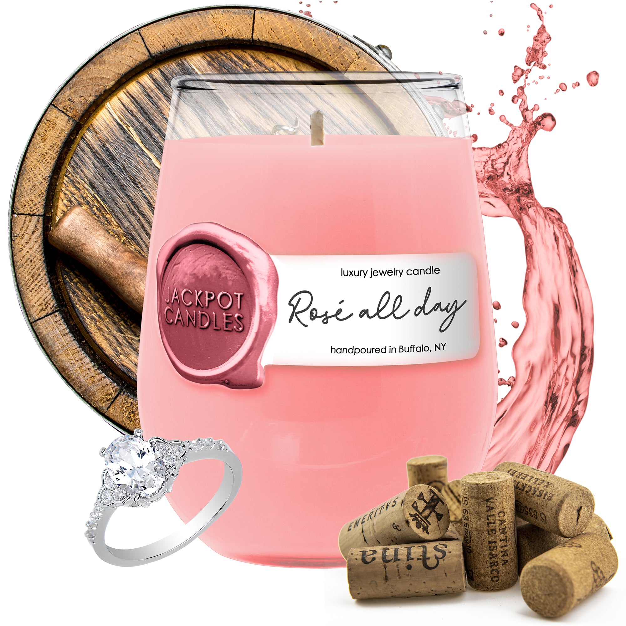 Rosé All Day Wine Glass Candle