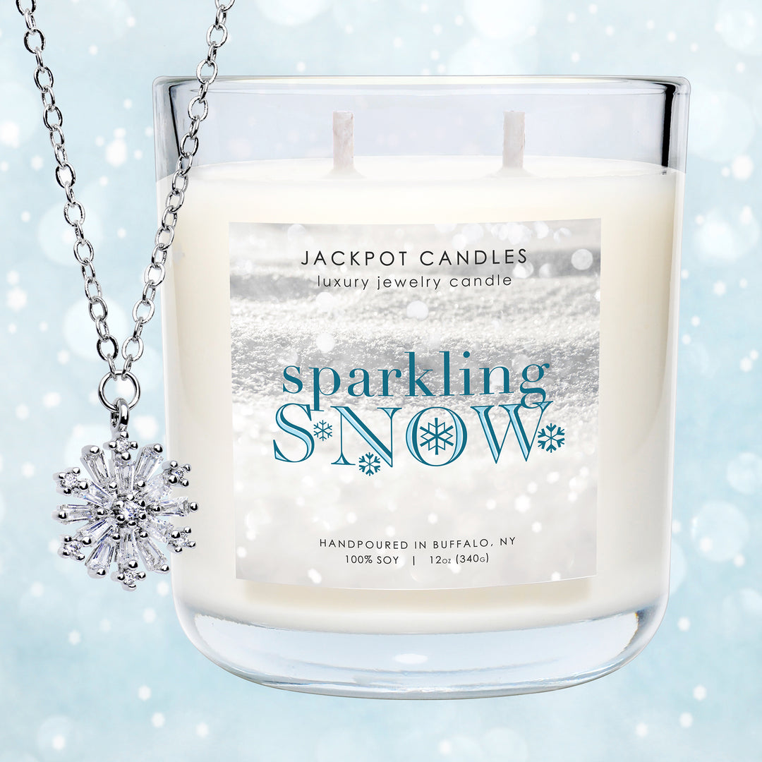 Sparkling Snow Candle with Necklace