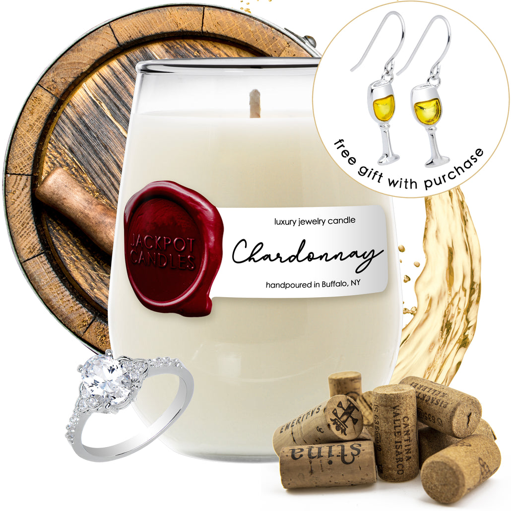 Chardonnay Wine Glass Jewelry Ring Candle
