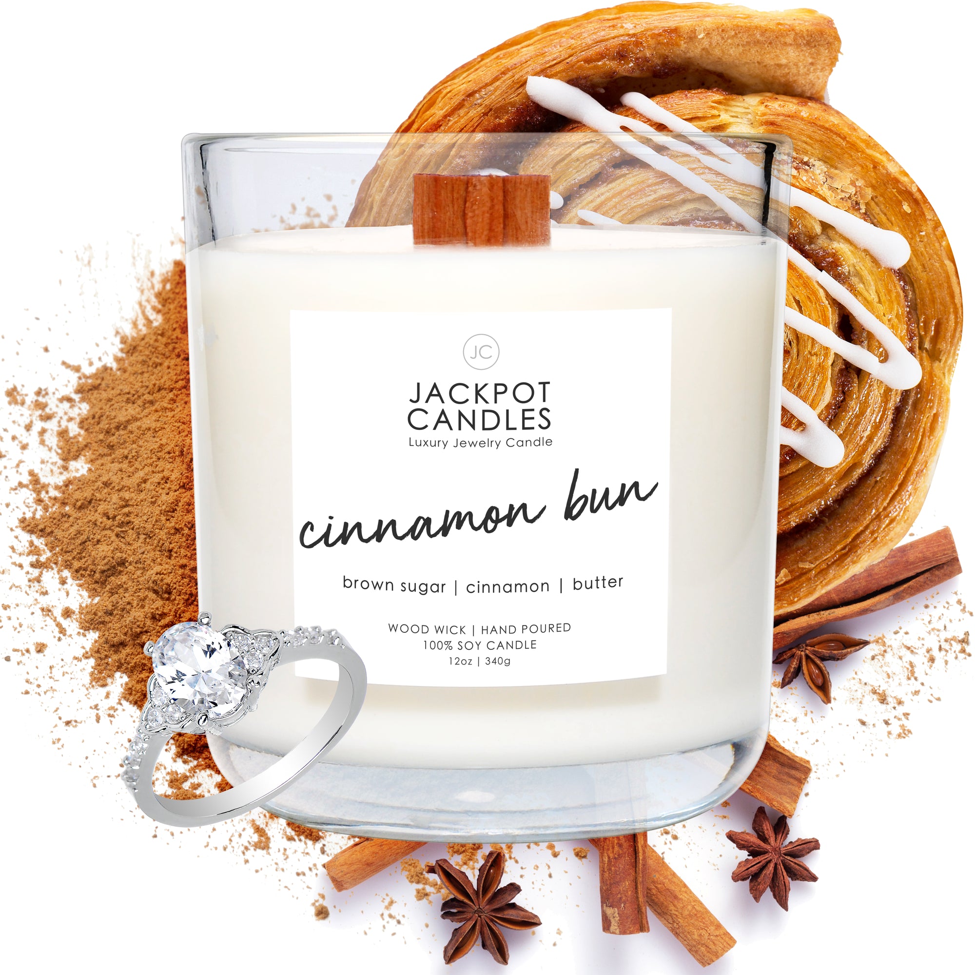 Cinnamon Bun Wooden Wick Candle