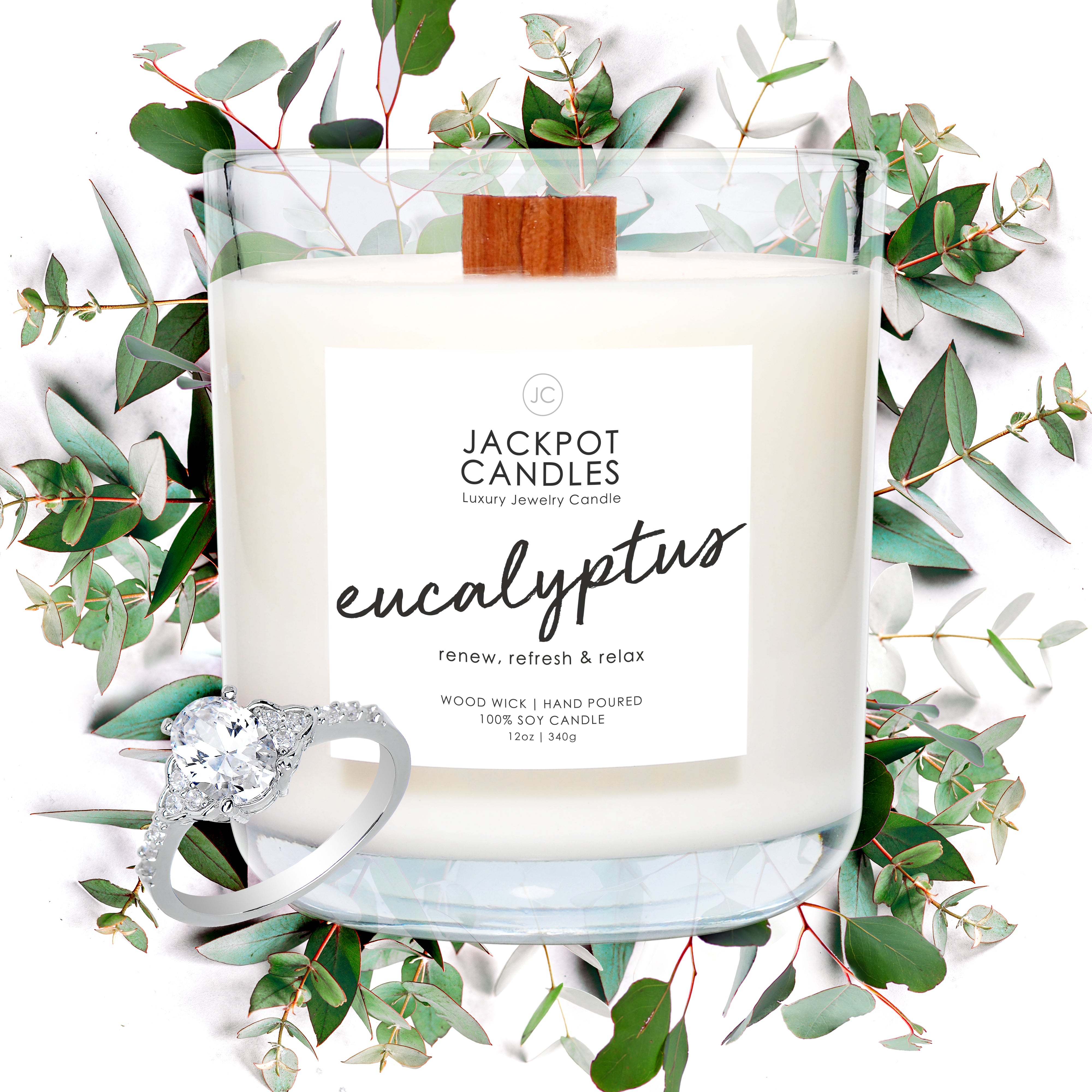 Eucalyptus Wooden Wick Candle - Main Image