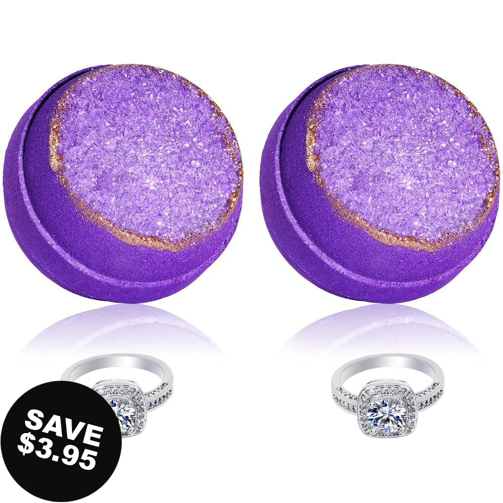 Purple Amethyst Geode Bath Bomb 2 Pack Gift Set