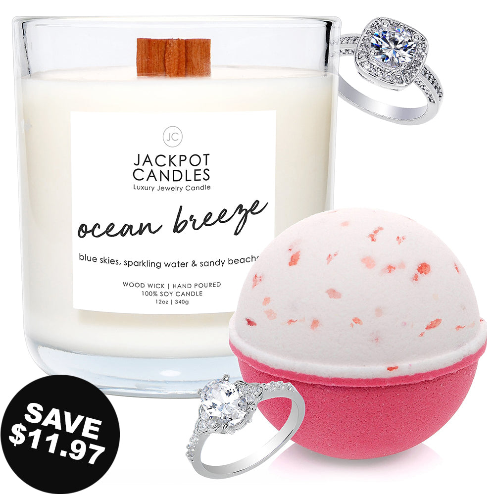 Day at the Beach Wooden Wick Candle & Bath Bomb Gift Set