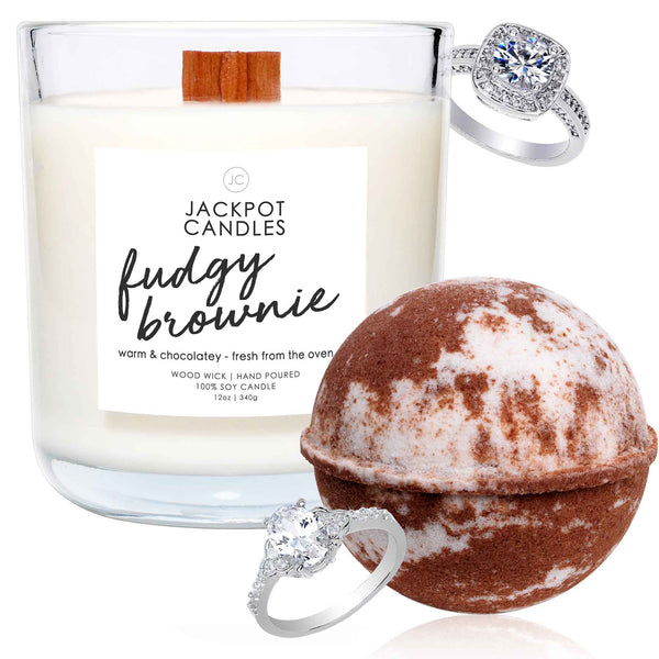 Chocolate Dreams Wooden Wick Candle & Bath Bomb Gift Set Jackpot Candles