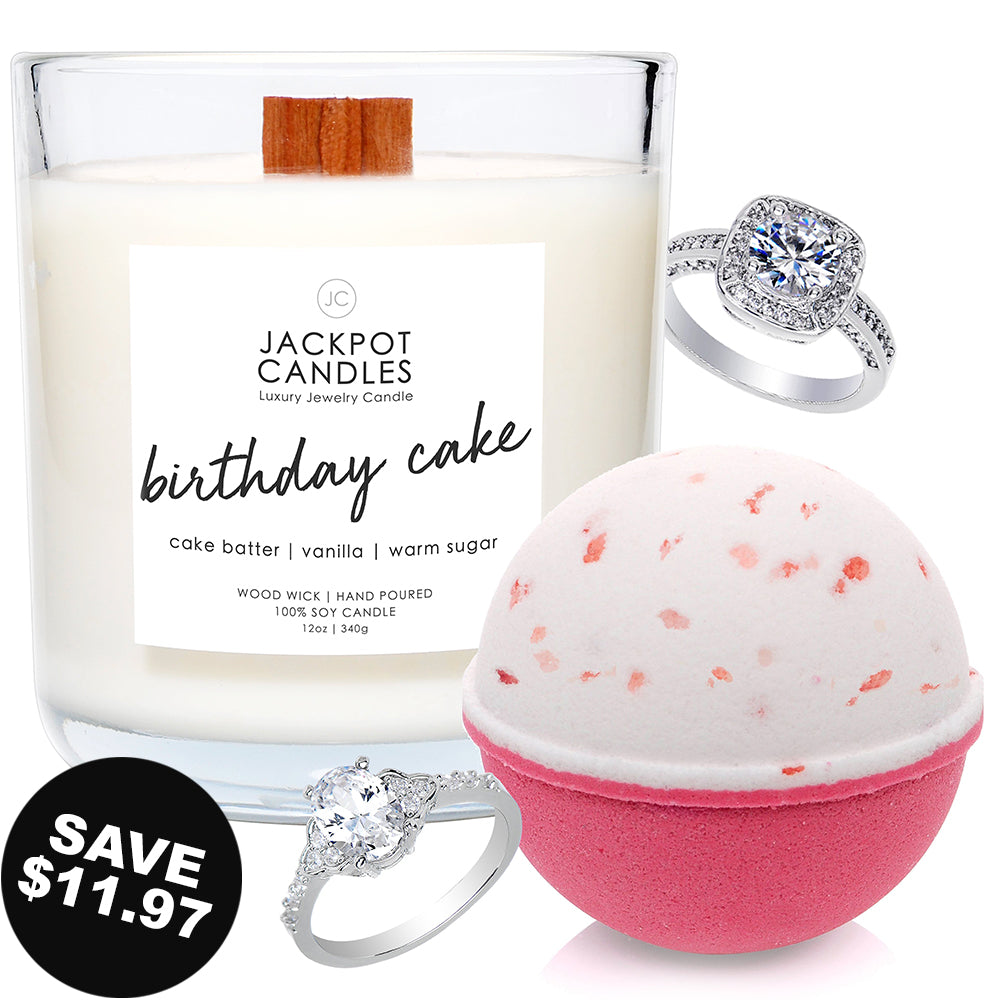 Jade's Birthday Bash Wooden Wick Candle & Bath Bomb Gift Set