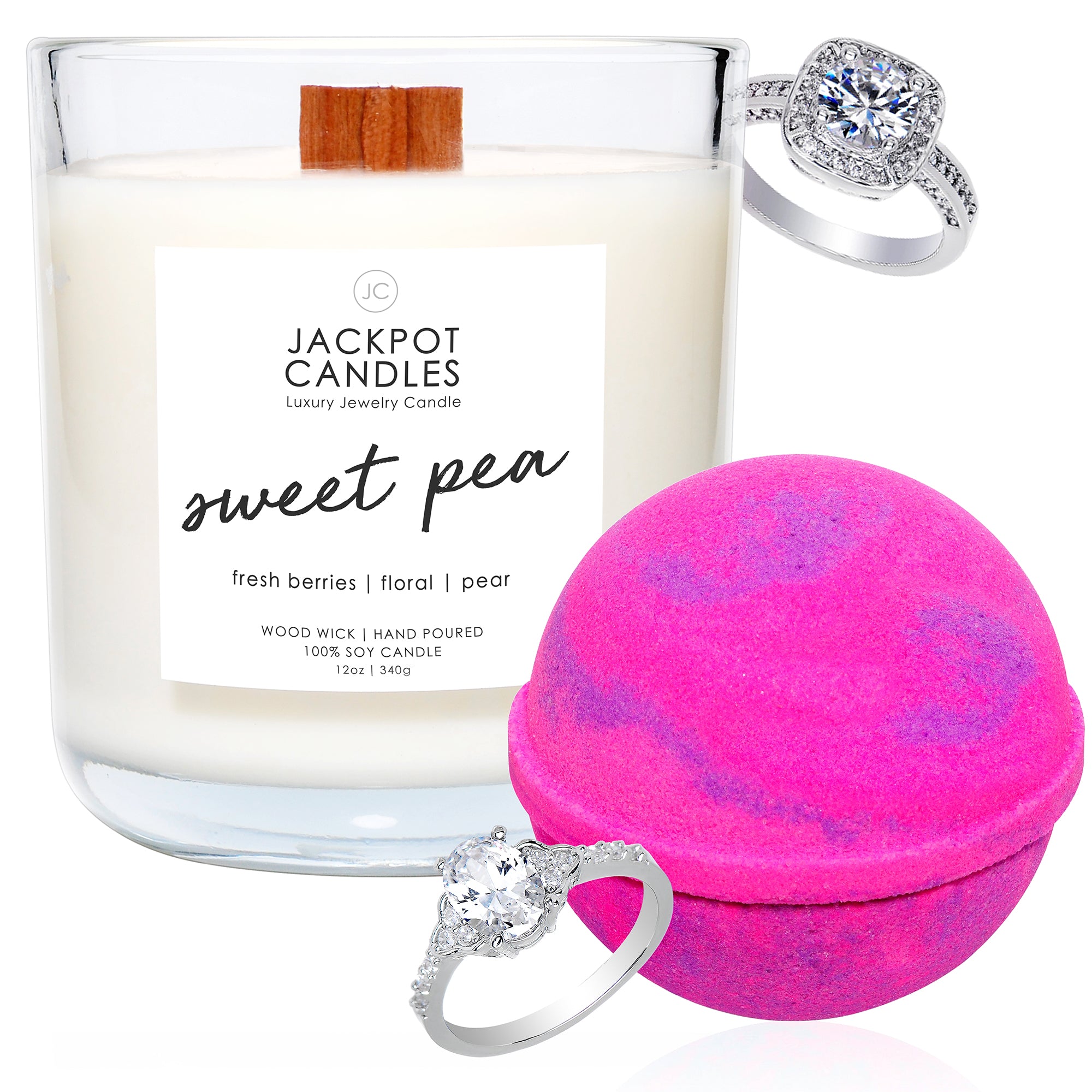 Love is in the Air Wooden Wick Candle Bath Bomb Gift Set Jackpot Candles
