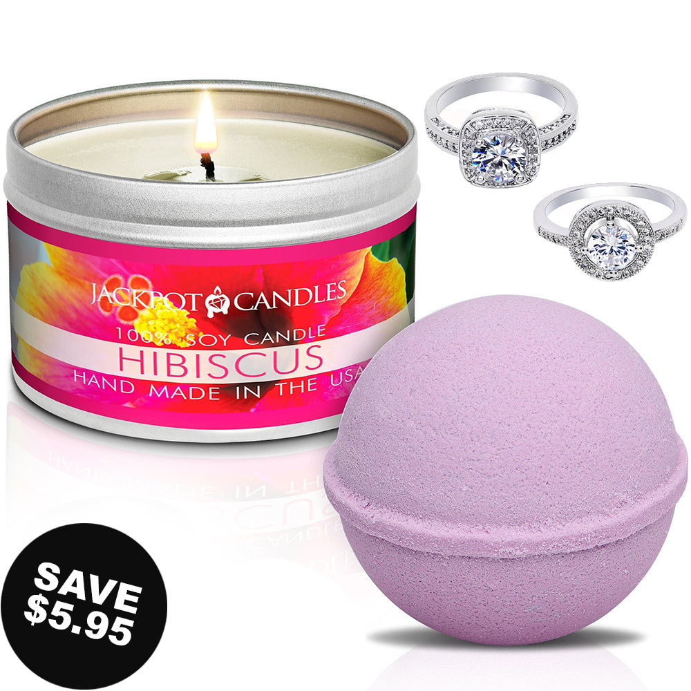 Hibiscus Candle Travel Tin & Bath Bomb Gift Set
