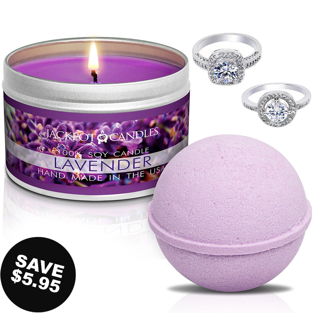 Lavender Candle Travel Tin & Bath Bomb Gift Set