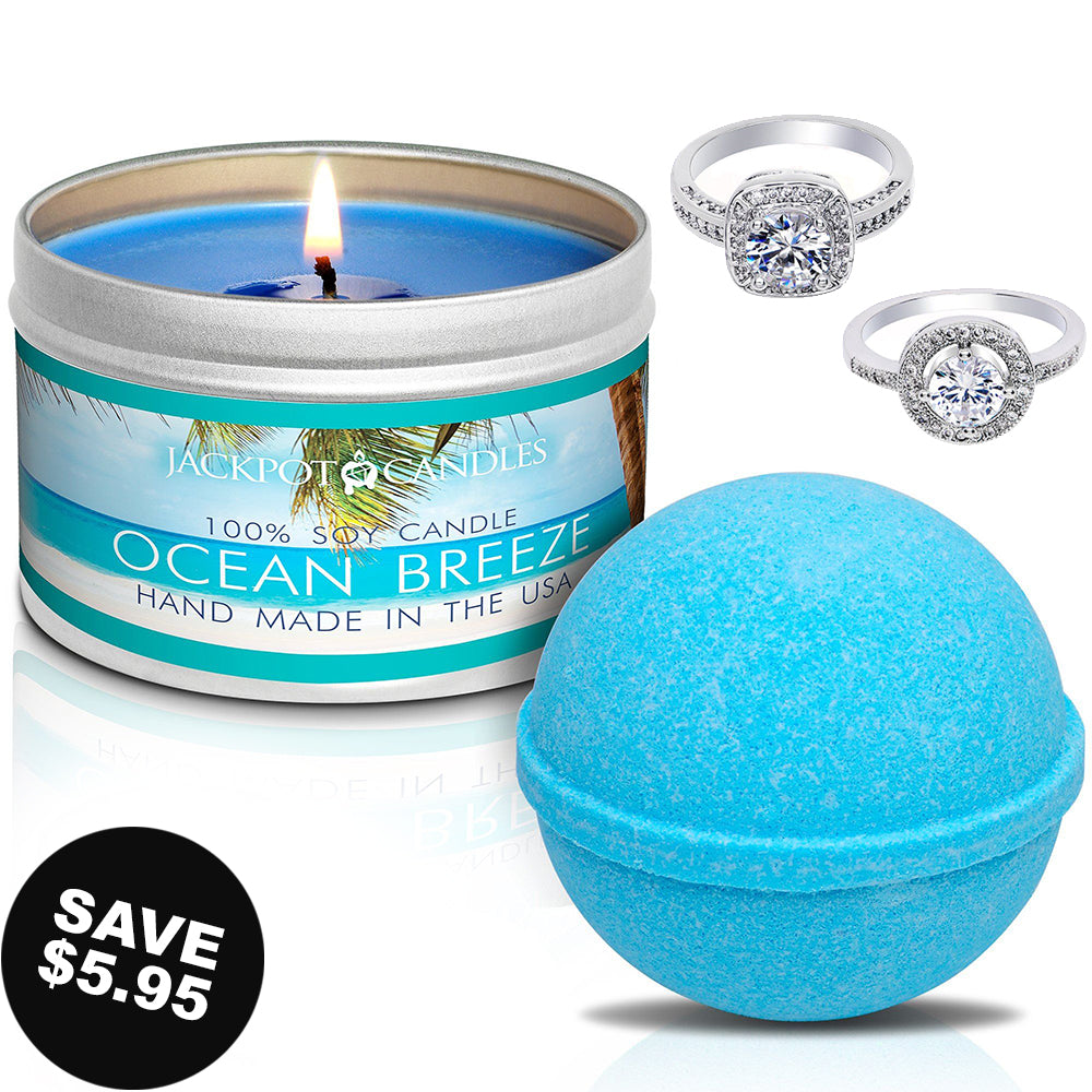 Ocean Breeze Candle Travel Tin & Bath Bomb Gift Set Jackpot Candles