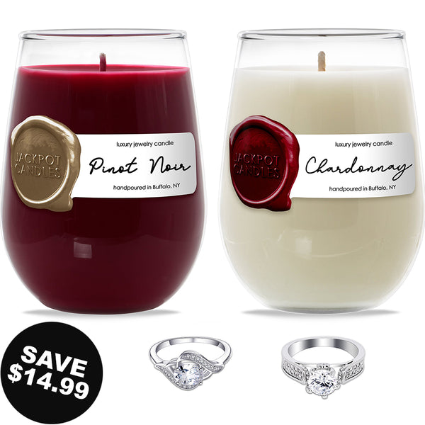 Wine Lovers Red and White Wine Glass Candle Gift Set - Jackpot Candles