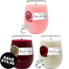 Wine Lovers Red White and Rose Wine Glass Candle Gift Set