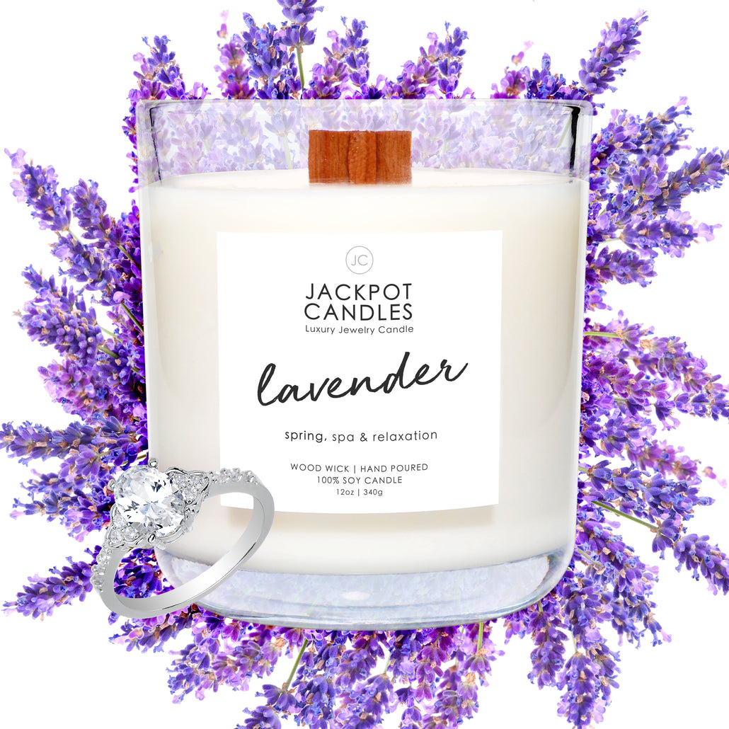 Lavender Wooden Wick Jewelry Ring Candle