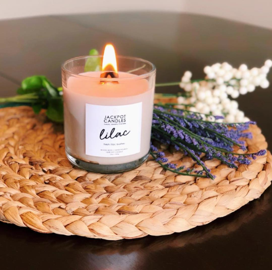 Lilac Wooden Wick Candle - Jackpot Candles