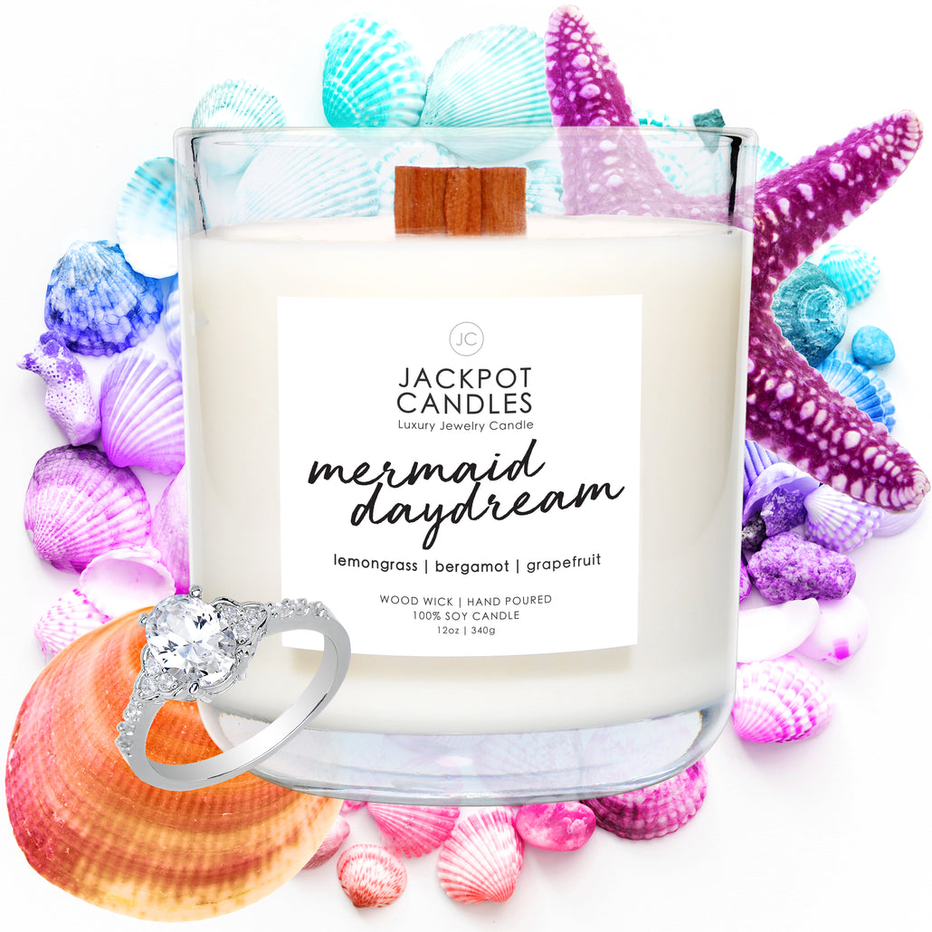 Mermaid Daydream Wooden Wick Jewelry Ring Candle