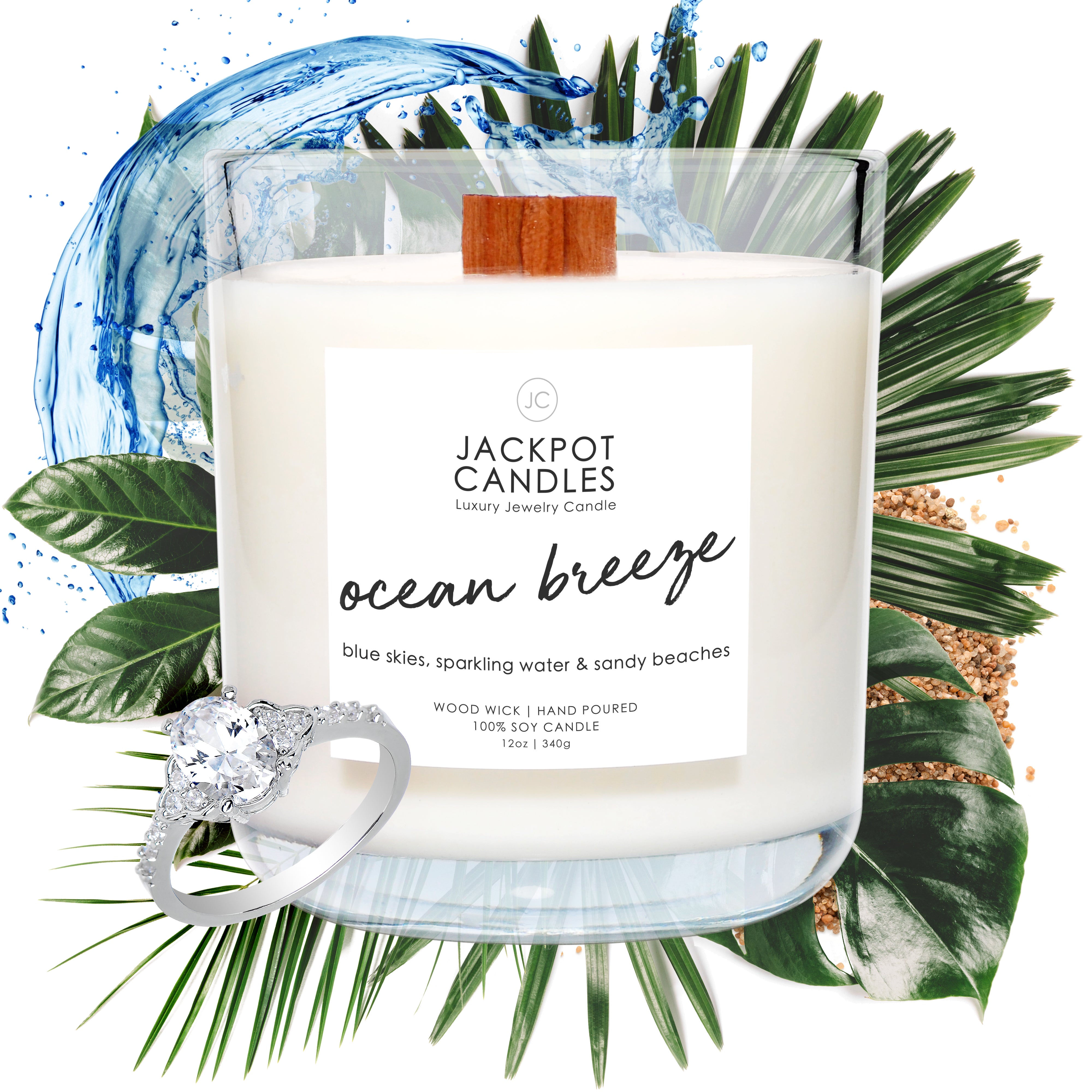 Ocean Breeze Wooden Wick Candle - Main Image
