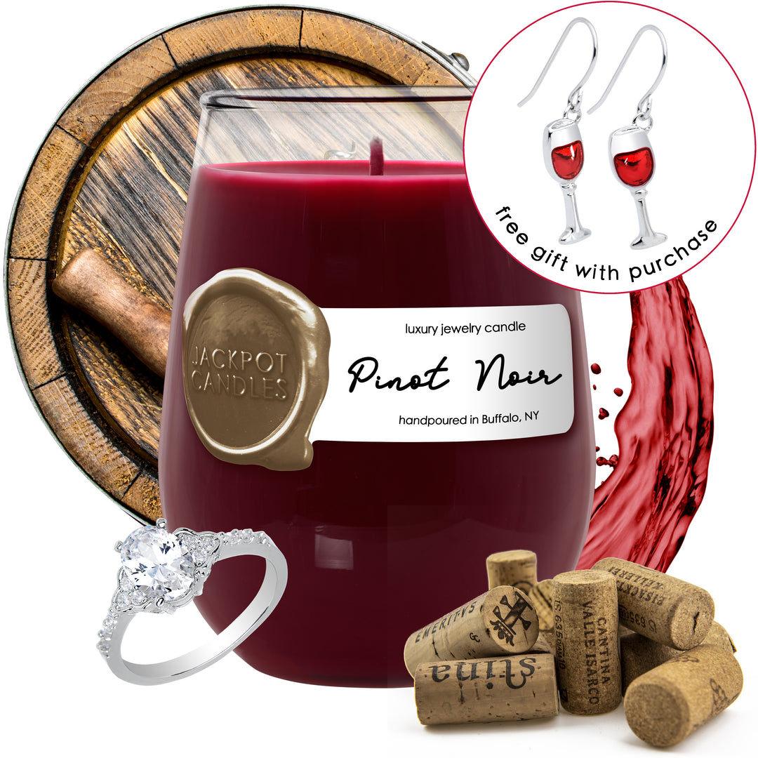 Pinot Noir Wine Glass Jewelry Ring Candle