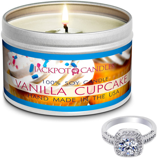 Vanilla Cupcake Jewelry Ring Candle Travel Tin Jackpot Candles